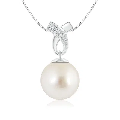 Angara 10mm South Sea Pearl Pendant With Ribbon Bale In White