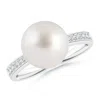 Angara 10mm South Sea Pearl Reverse Tapered Shank Ring In White Gold/white