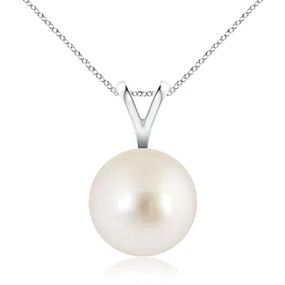 Angara 10mm South Sea Pearl Solitaire V-bale Pendant In Metallic