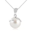 Angara 10mm South Sea Pearl Spiral Pendant With Diamonds In White Gold/white