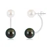 Angara 10mm Tahitian & Freshwater Pearl Front Back Stud Earrings In White Gold/peacock