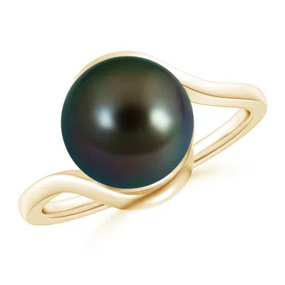 Angara 10mm Tahitian Cultured Pearl Solitaire Bypass Ring