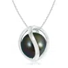 Angara 10mm Tahitian Pearl Cage Pendant In White Gold/peacock