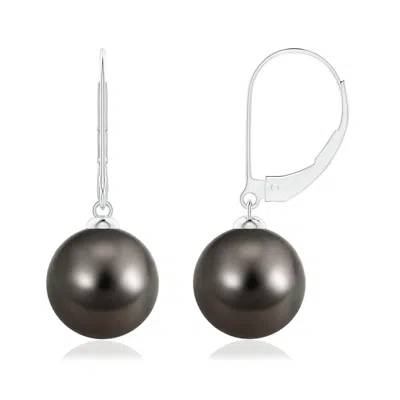 Angara 10mm Tahitian Pearl Earrings With Leverback In Metallic