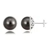 Angara 10mm Tahitian Pearl Earrings With Twisted Rope Frame In White Gold/black