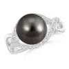 Angara 10mm Tahitian Pearl Infinity Ring With Diamonds In White Gold/black