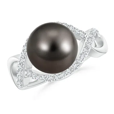 Angara 10mm Tahitian Pearl Infinity Ring With Diamonds In Metallic