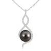 Angara 10mm Tahitian Pearl Infinity Twist Pendant In White Gold/black