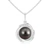 Angara 10mm Tahitian Pearl Overlapping Halo Pendant In White Gold/black