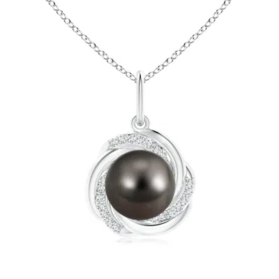Angara 10mm Tahitian Pearl Overlapping Halo Pendant In Black