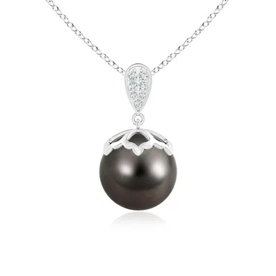 Angara 10mm Tahitian Pearl Pendant With Inverted Pear Bale In Black