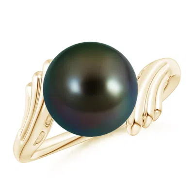 Angara 10mm Tahitian Pearl Ring With Wing Motifs In Gold