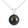 Angara 10mm Tahitian Pearl Solitaire V-bale Pendant In White Gold/peacock
