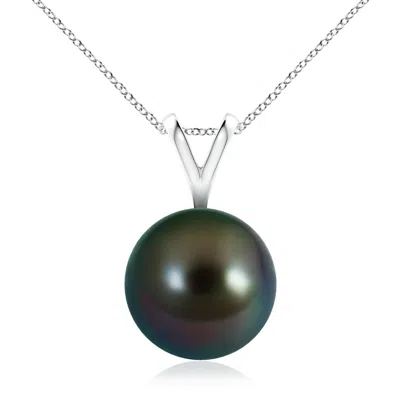 Angara 10mm Tahitian Pearl Solitaire V-bale Pendant In Brown