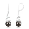 Angara 10mm Tahitian Pearl Spiral Ribbon Drop Earrings In White Gold/black