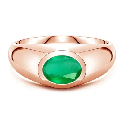 Angara 1.1 Ctw East-west Oval Emerald Men's Signet Ring In Green