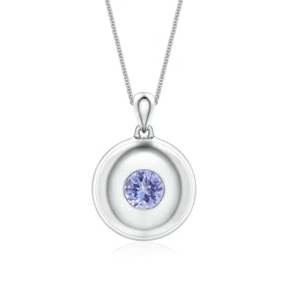 Angara 1.1 Ctw Round Tanzanite Men's Medallion Pendant With Chain In Metallic