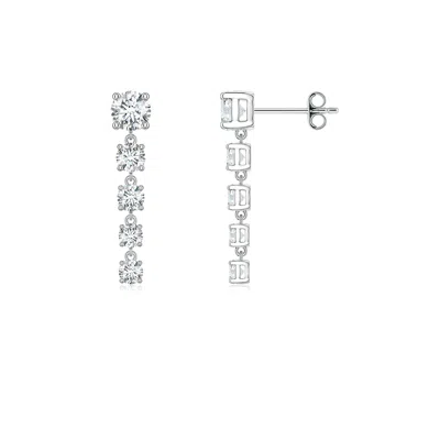 Angara 1.12 Ctw Graduated Round Lab-grown Diamond Five-stone Dangle Earrings In Metallic