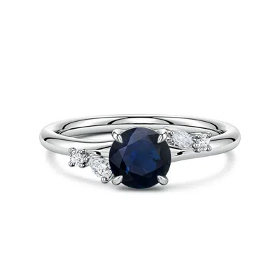 Angara 1.12 Ctw Round Blue Sapphire Engagement Ring With Multi-shape Diamond Accents