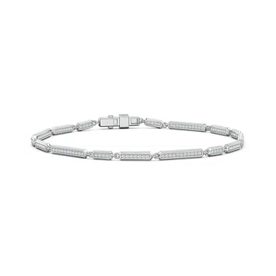 Angara 1.14 Ctw Men's Pavé-set Lab-grown Diamond Octagon Tennis Bracelet In Silver
