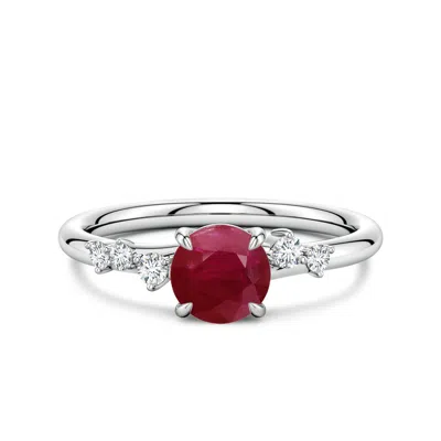 Angara 1.14 Ctw Round Ruby Engagement Ring With Scattered Accents In Metallic