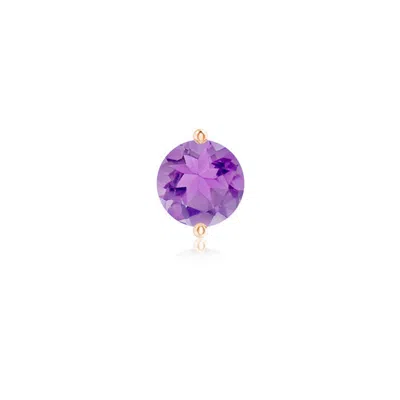 Angara 1.15 Ctw Unique Two Prong-set Amethyst Solitaire Stud Earring In Rose Gold/light Purple
