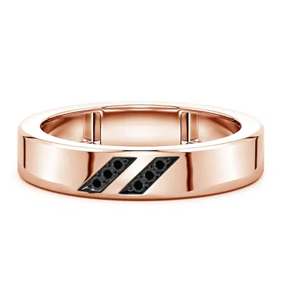 Angara 1.15 Mm Enhanced Black Diagonal Diamond Low-dome Men's Ring In Gold