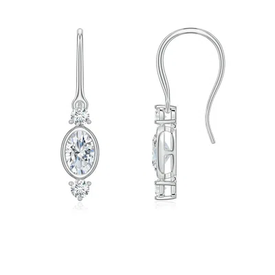 Angara 1.16 Ctw Oval Lab-grown Diamond Drop Earrings With Accents In Metallic