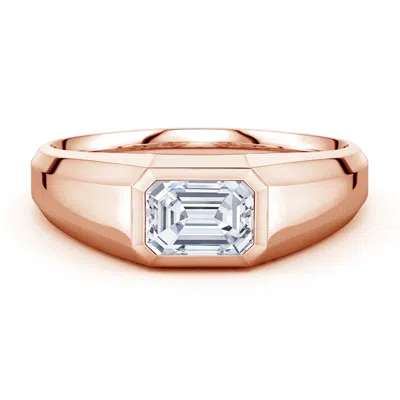 Angara 1.17 Ctw East-west Emerald-cut Lab-grown Diamond Men's Signet Ring In Gold