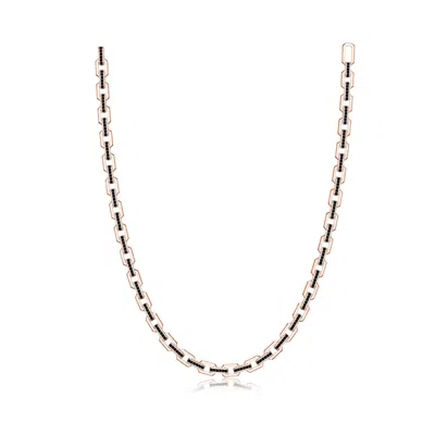 Angara 117.12 Ctw Princess-cut Enhanced Black Diamond Men's Elongated Octagonal Link Necklace In Gold