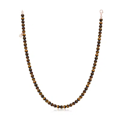 Angara 118.8 Ctw Men's Tiger's Eye Beaded Necklace In Brown