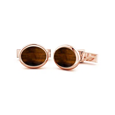 Angara 11.92 Ctw Oval Tiger's Eye Men's Cufflinks In Brown