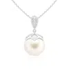 Angara 11mm Freshwater Pearl Pendant With Inverted Pear Bale In White Gold/white