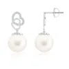 Angara 11mm Intertwined Heart Freshwater Pearl Drop Earrings In White Gold/white