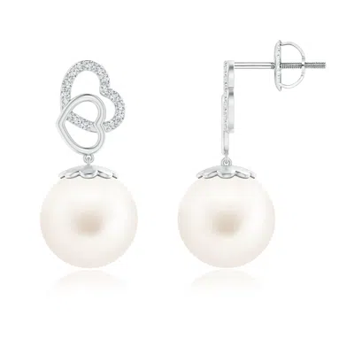 Angara 11mm Intertwined Heart Freshwater Pearl Drop Earrings In Metallic