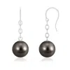 Angara 11mm Solitaire Tahitian Pearl Drop Earrings In White Gold/black