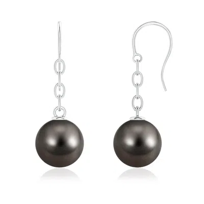 Angara 11mm Solitaire Tahitian Pearl Drop Earrings In Metallic