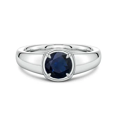 Angara 1.2 Ctw Bezel And Prong Round Blue Sapphire Solitaire Engagement Ring In Metallic