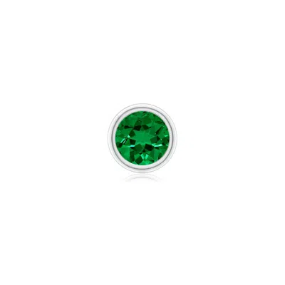 Angara 1.2 Ctw Bezel-set Lab-grown Emerald Solitaire Stud Earring In Platinum/rich Green