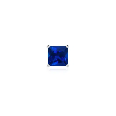 Angara 1.2 Ctw Classic Basket-set Square Lab-grown Blue Sapphire Stud Earring In Platinum/deep Rich Blue