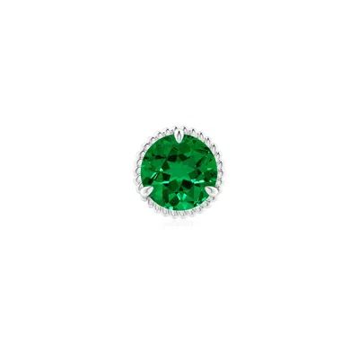 Angara 1.2 Ctw Rope Framed Claw-set Lab-grown Emerald Martini Stud Earring In Platinum/rich Green