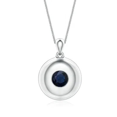 Angara 1.2 Ctw Round Blue Sapphire Men's Medallion Pendant With Chain In Metallic