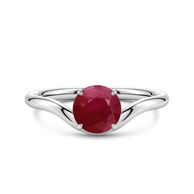 Angara 1.2 Ctw Solitaire Round Ruby Curved Shank Engagement Ring In Metallic
