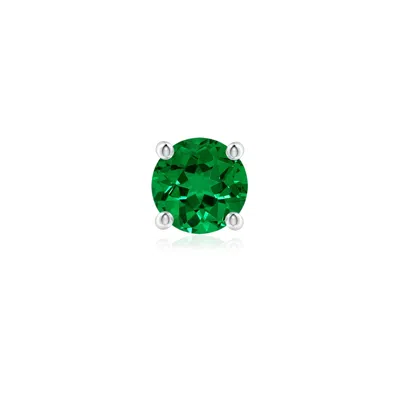 Angara 1.2 Ctw Vintage Style Round Lab-grown Emerald Solitaire Stud Earring In Platinum/rich Green