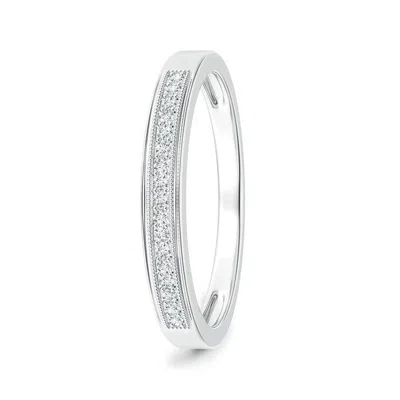 Angara 1.2 Mm Milgrain-edged Pave Set Diamond Half Eternity Men's Wedding Ring In Metallic