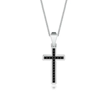 Angara 1.2 Mm Pavé-set Enhanced Black Diamond Men's Cross Pendant In Metallic