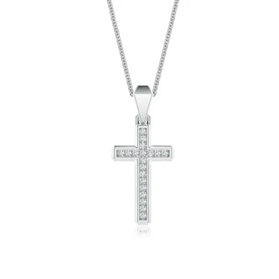 Angara 1.2 Mm Pavé-set Lab-grown Diamond Men's Cross Pendant In Silver