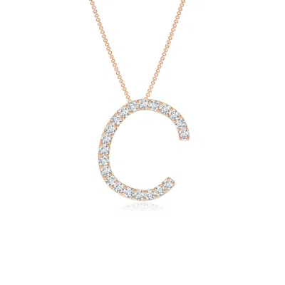 Angara 1.2 Mm Prong-set Lab-grown Diamond Capital "c" Initial Pendant In Gold