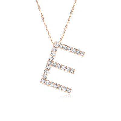 Angara 1.2 Mm Prong-set Lab-grown Diamond Capital "e" Initial Pendant In Gold