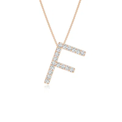 Angara 1.2 Mm Prong-set Lab-grown Diamond Capital "f" Initial Pendant In Gold